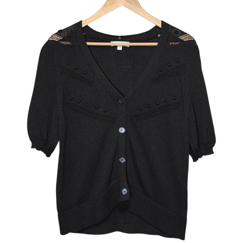 Daily Thread Women‎ Black Knit Cardigan Medium Dark Academia Feminine Sweater